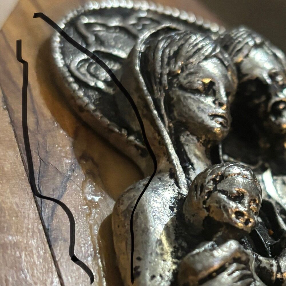 Vintage Holy Family Wall Plaque W/Relic Capsule Latin Inscription Catholic Decor - Picture 8 of 10